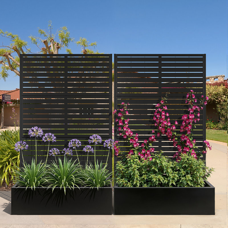 Boîte à fleurs en métal avec treillis, lit de jardin surélevé pour l'extérieur avec écran d'intimité pour plantes grimpantes, lit de jardin en métal avec trous de drainage, boîte à fleurs en métal pour patio ou balcon