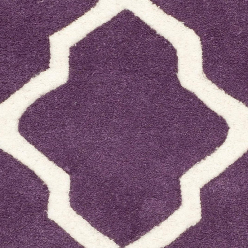 Tapis mauve / ivoire en laine Carolene, Tapis de couloir 2 pi 3 po x 9 pi