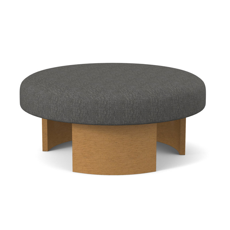 Eclipse Round Ottoman, Filigree Ivory 100% Polyester, Amber