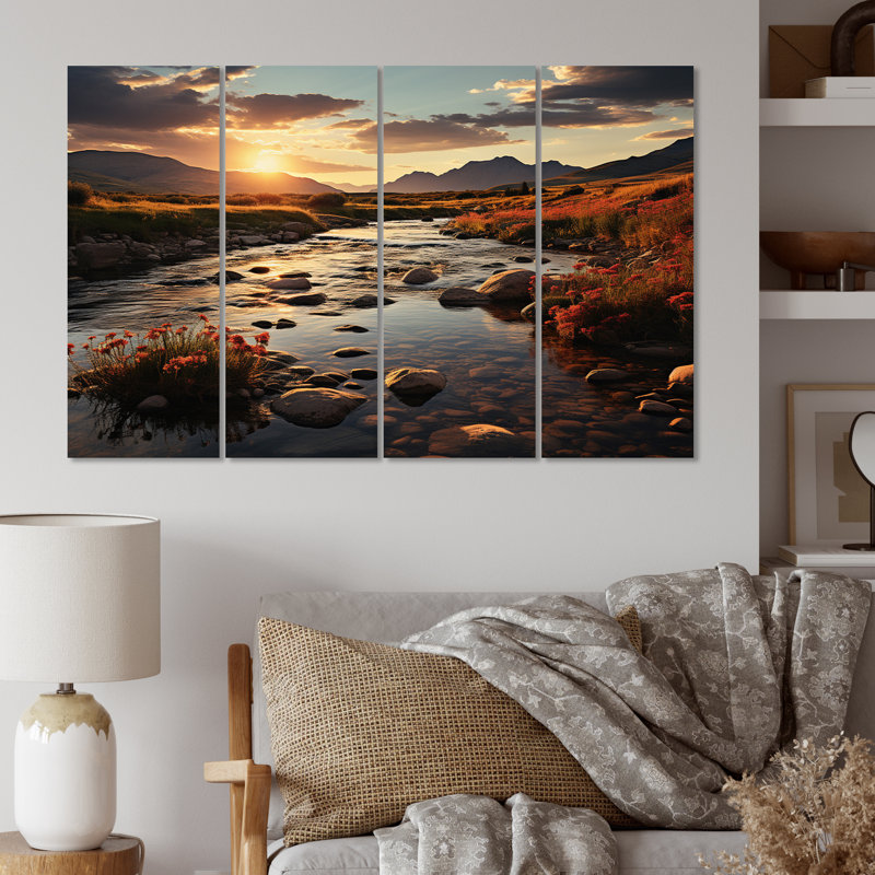 «Brown Montana Landscape» sur toile, reproduction de 4 pièces