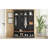 All-in-One Farmhouse Hall Tree with Adjustable Shelves & Arched Design – 3 Cabinets & 4 Golden Hooks-129746522