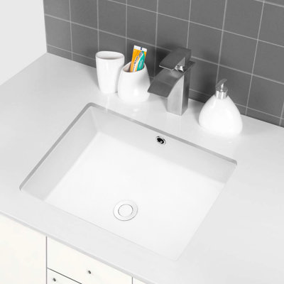 Lavabo de salle de bain encastrable rectangulaire en céramique blanche avec trop-plein L 22 po x l 15,5 po