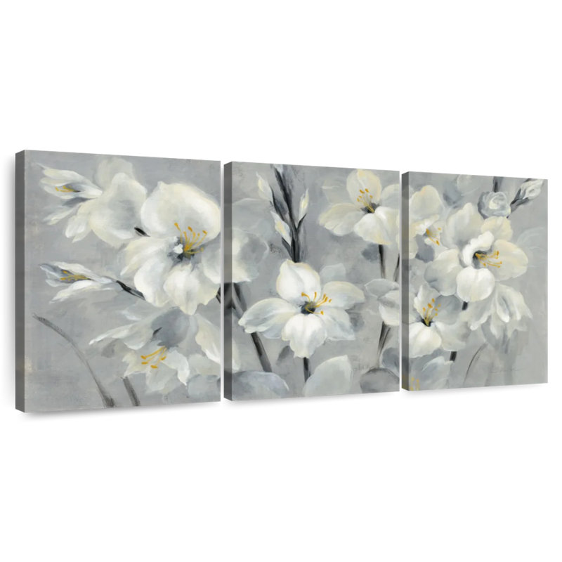 Harnek Flowers On Gray II, 12" H x 26" W
