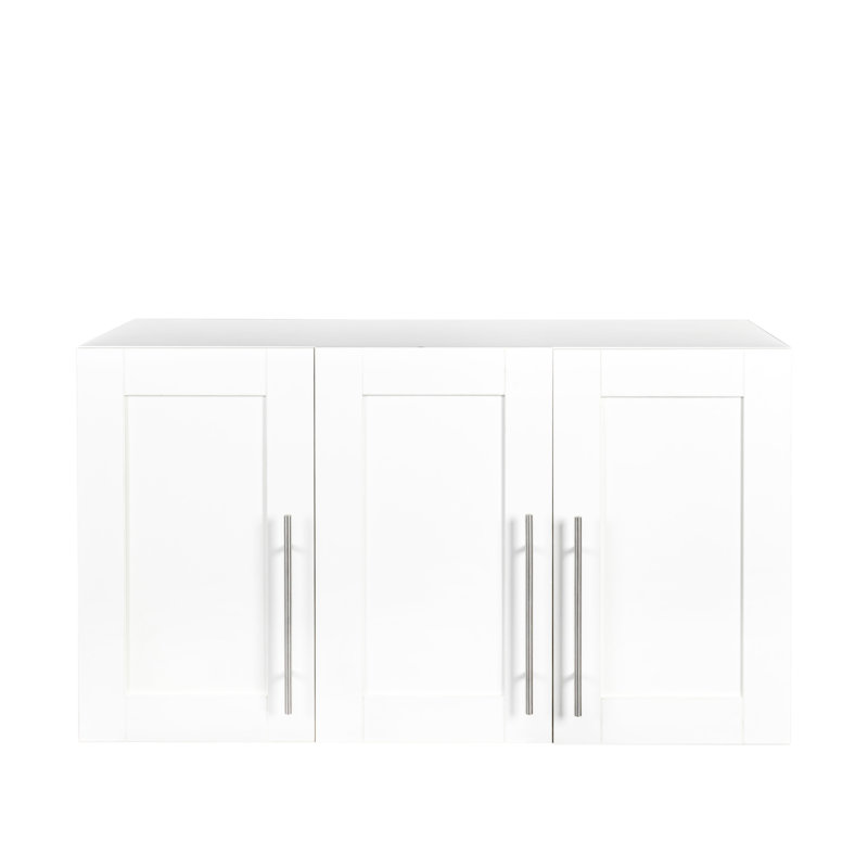 White Stackable 16.07"d X 36.01"w 19.98"h Wall - Mounted Storage Cabinet, With Movable Shelves For Creative Solutions Cabinet In White, Kitchen And Home Office
