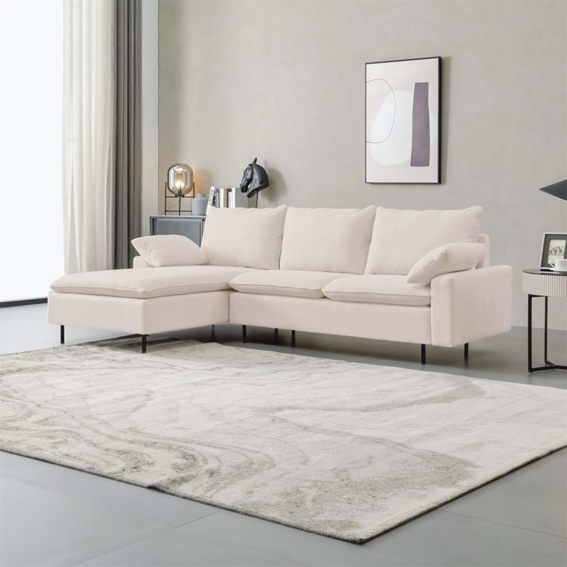 Canapé modulaire en L en forme de L avec méridienne droite, parfait pour le confort et les espaces de vie modernes