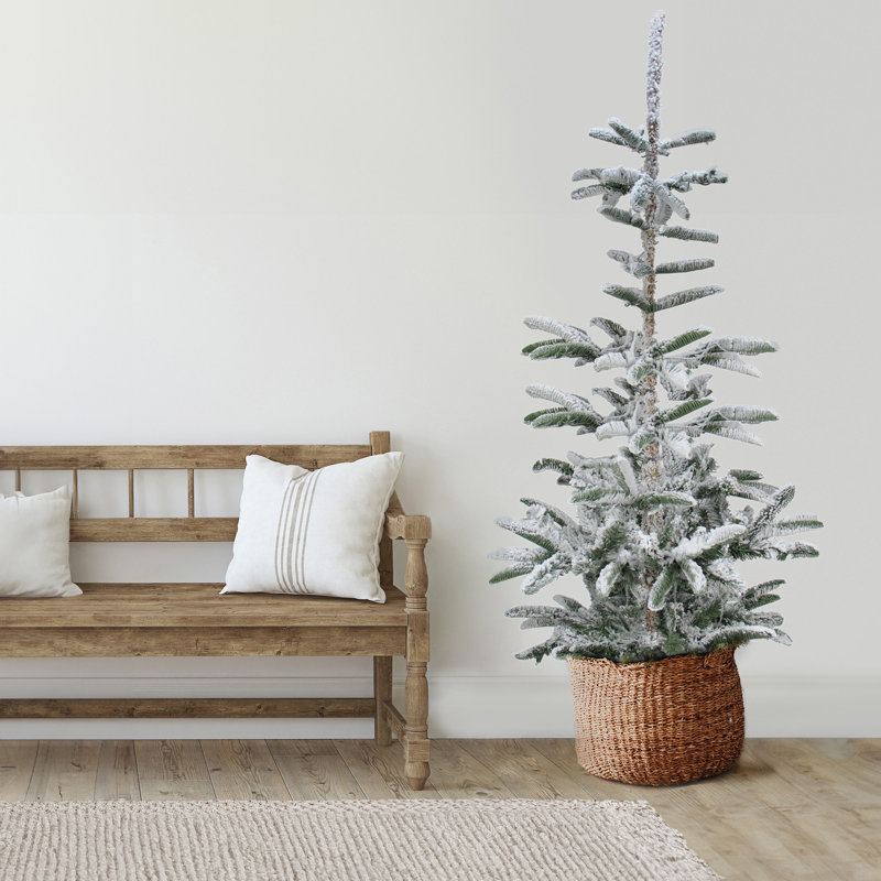 Sapin de Noël artificiel mince floqué Nordmann, H 9 pi, Non pré-éclairé