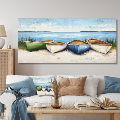 Canoes On The Lake - Cottage Metal Decor, Lake Metal Print
