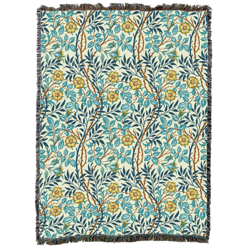 Couverture Pure Country Weavers William Morris Sweetbriar Mellow XL - Arts & Crafts - Jeté en tapisserie cadeau tissée en coton - Fabriqué aux États-Unis (82x62)