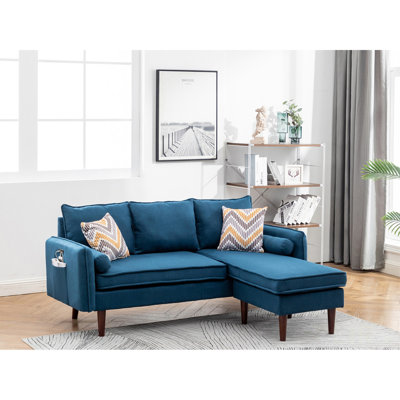 70"W Sectional Sofa Chaise With USB Charger & Pillows