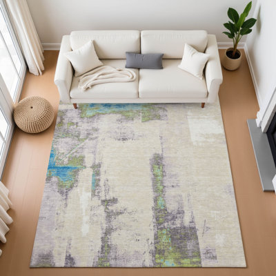 Tapis abstrait lavable à la machine Premium Pirtle