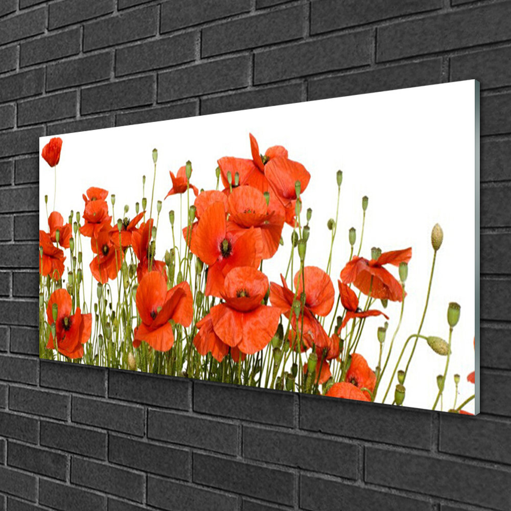 Glasbild Floral Mohnblumen