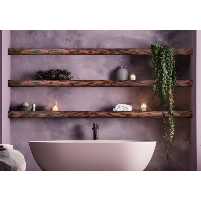 Emerald Lee 3 Piece Oak Floating Shelf, 4" H x 45" W x 4" D, Black Cherry