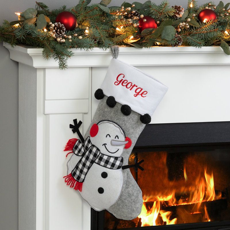 Check Snowman Character Personalized Stocking, Yes