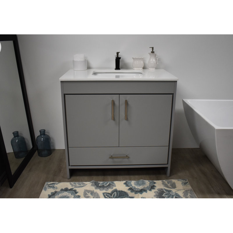 Ensemble de meuble-lavabo simple 36 po Annily, Gris