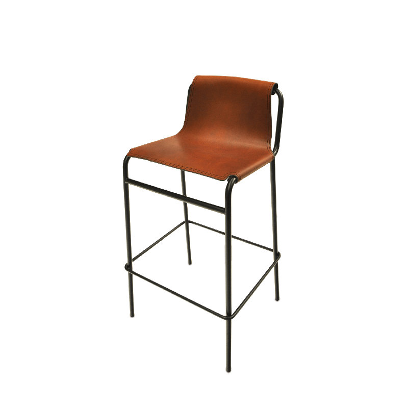 Counter Stool with Metal Frame, Cognac