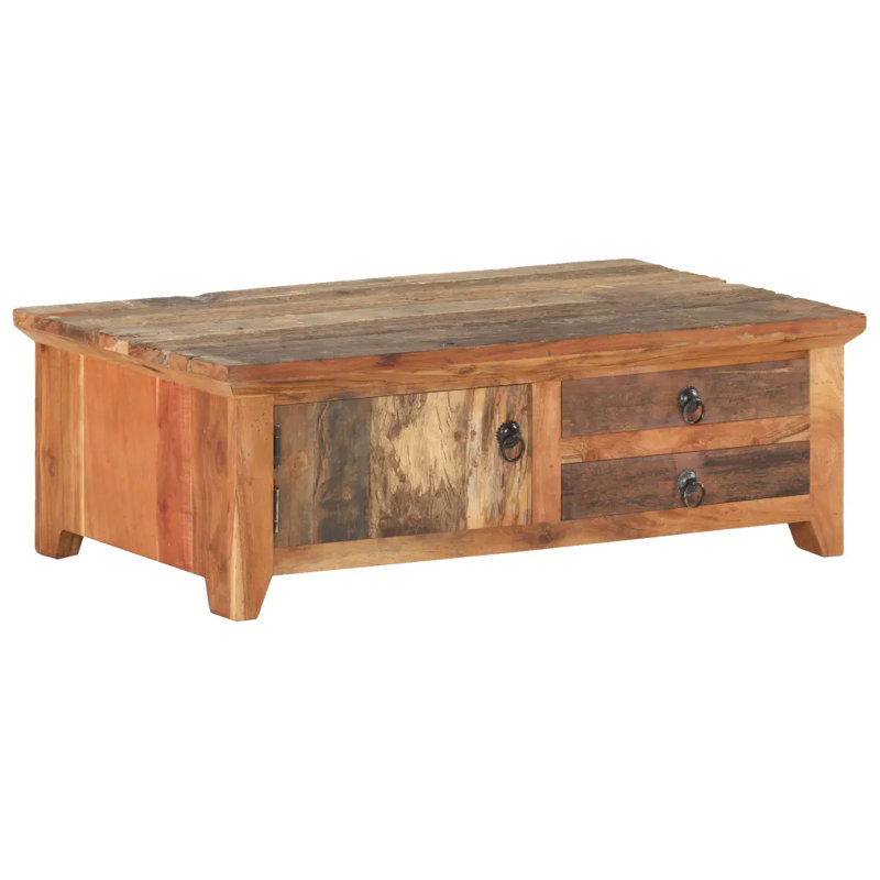 Marisela Solid Wood Four Leg Coffee Table with Storage