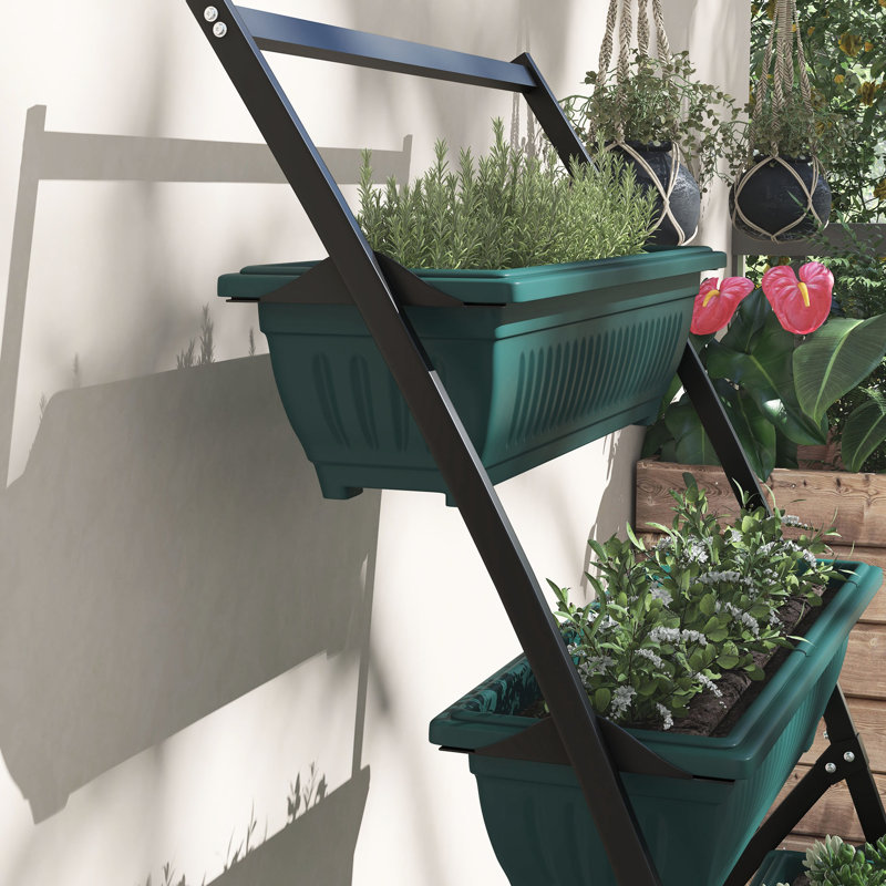Flower Garden Bed - 4 Tier Vertical With Self Draining Herb Planter Function