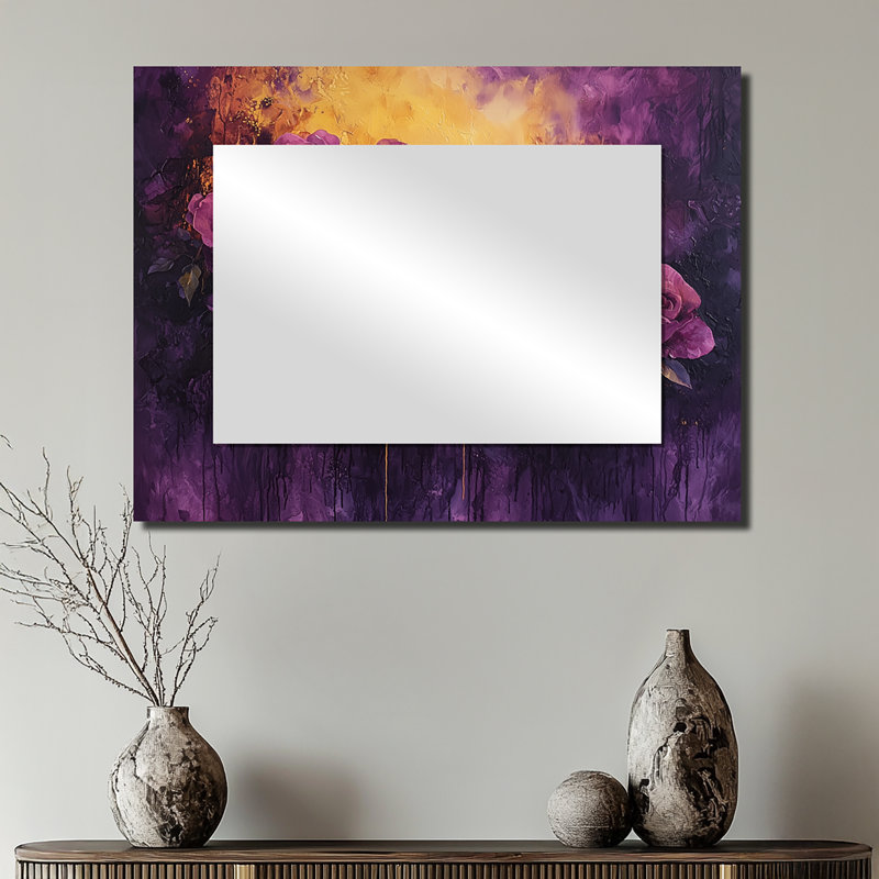 Dreamscape lavande foncé rose Radiance II - miroir de roses pour décoration murale - imprimé sur métal, 24 po x 32 po