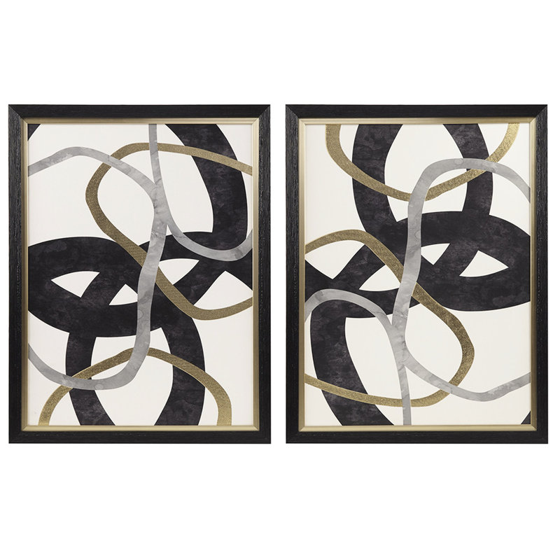 Toile abstraite dorée, décor encadré 2