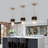 3-Tier Crystal And Aluminum Pendant Light With Adjustable Height, Black And Gold Finish