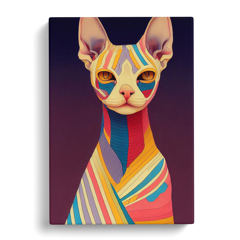 Sphynx Cat Scroll - Wrapped Canvas, 76cm H x 50cm W x 3cm D