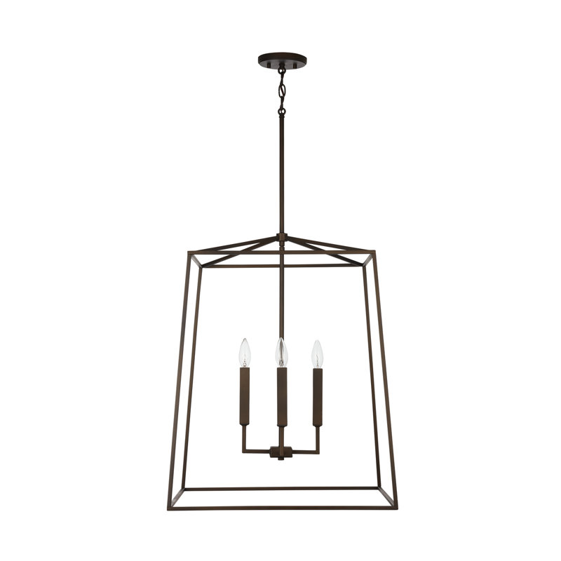 Lustre géométrique à 4 lumières Thea, Bronze huilé, H 34,25 po x l 22 po x P 22 po