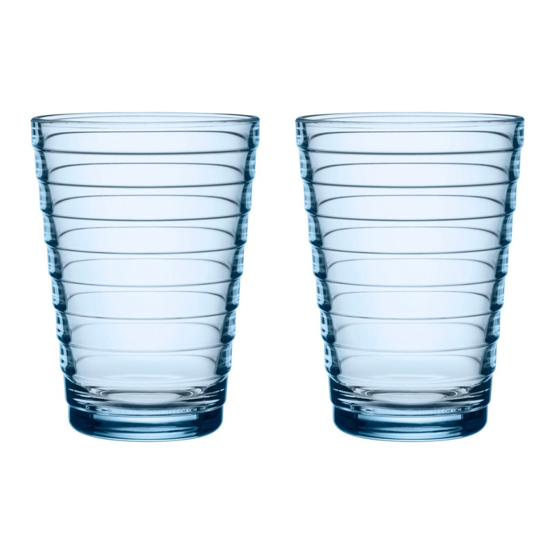 Aino Aalto Aqua Glass Tumblers Set of 2, 11 oz