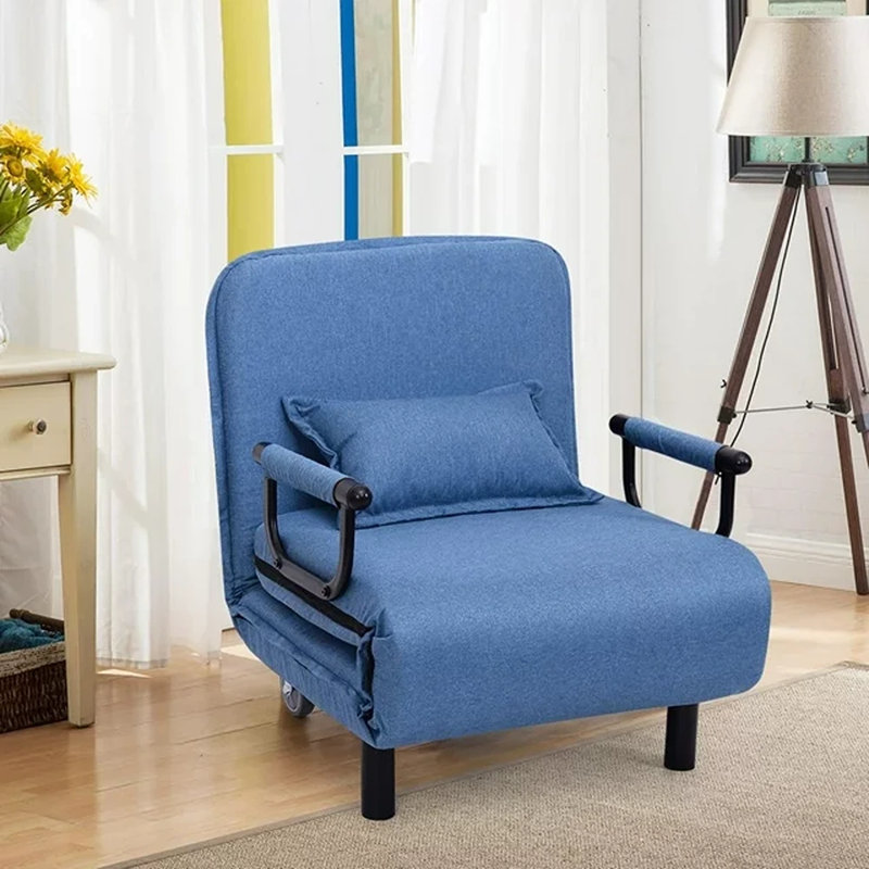 Fauteuil futon large de 26,5 po Damyla, Mélange de polyester bleu