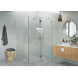 Halo 56 in. x 47 in. x 78 in. 90-degree Fully Frameless Glass Hinged Shower Enclosure