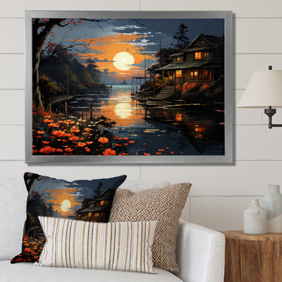 «Lakehouse Dockside Serenade Pointillism II», reproduction sur toile