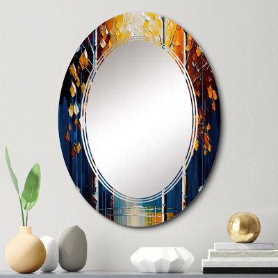 Path Into The Yellow Forest VII - Landscape Forest River Wall Mirror