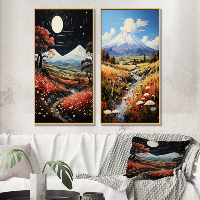 Volcans contrastes volcaniques - ensemble de 2 reproductions d'art sur toile Volcano