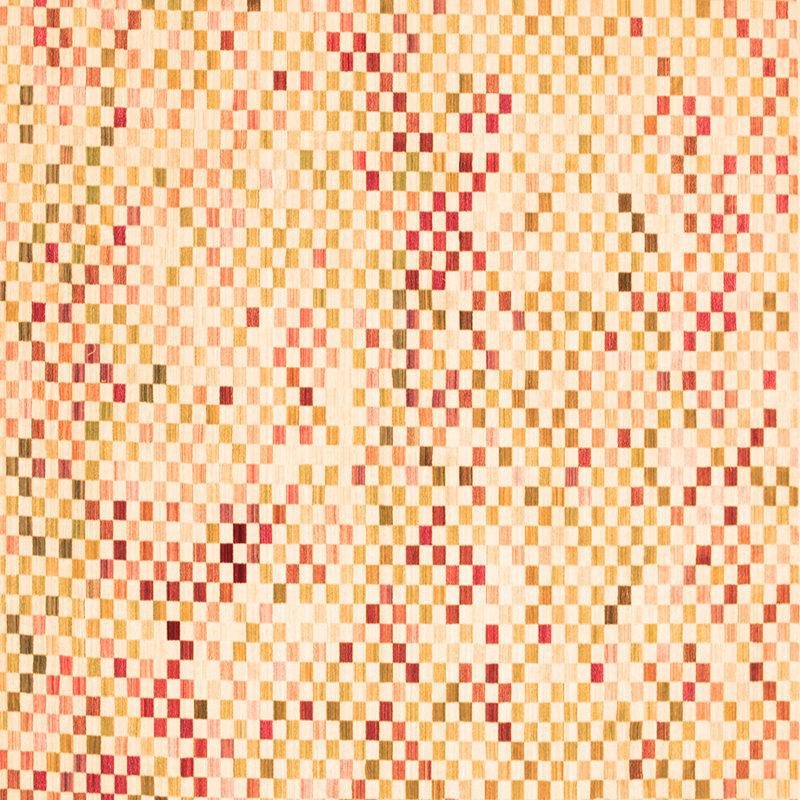 Tapis en chenille / polyester tissé à la machine à motif géométrique orange Thalia, Carré 5 pi