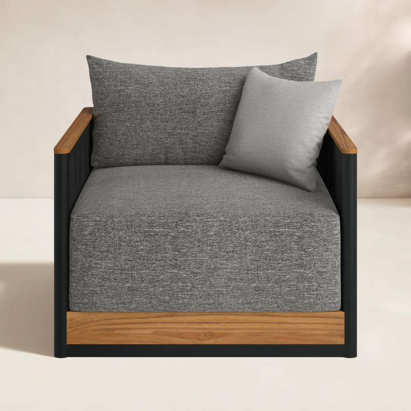 Chaise de patio en teck avec coussins Chandana