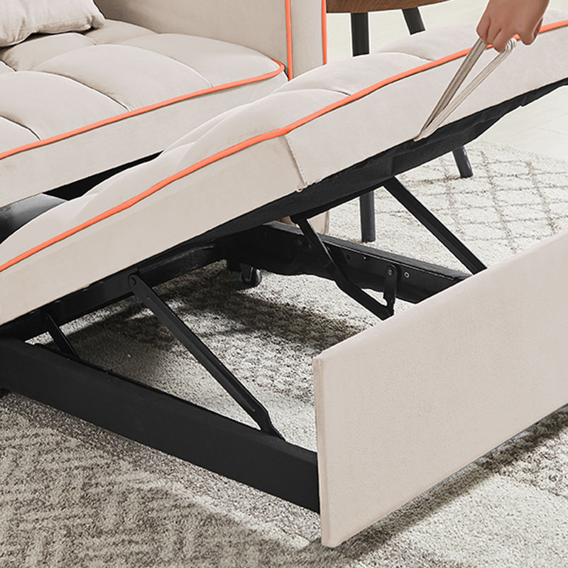 Harrsion Single 35.43'' Velvet Futon Chair, Creamy White Velvet