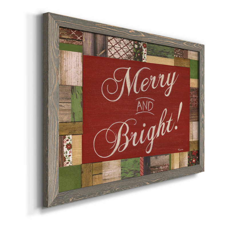 «Merry and Bright», reproduction d'impression sur toile, H 24 po x l 18 po x P 1,5 po, Gris