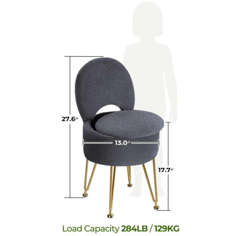 Vanity Stool Chair, Gray
