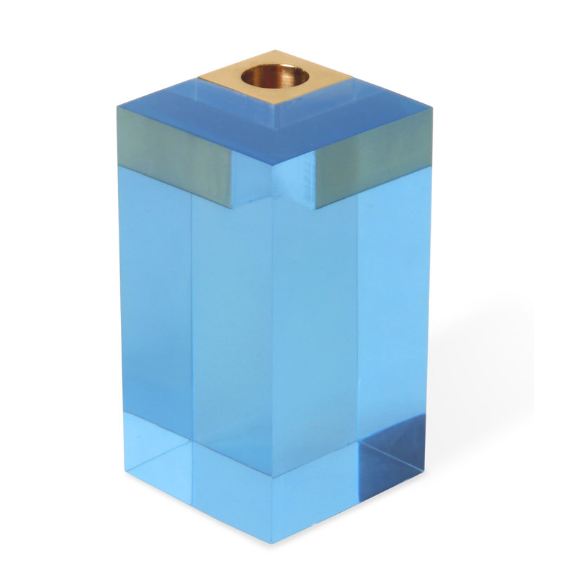 Monte Carlo Candle Holder, 5.5" H x 3" W x 3" D, Blue