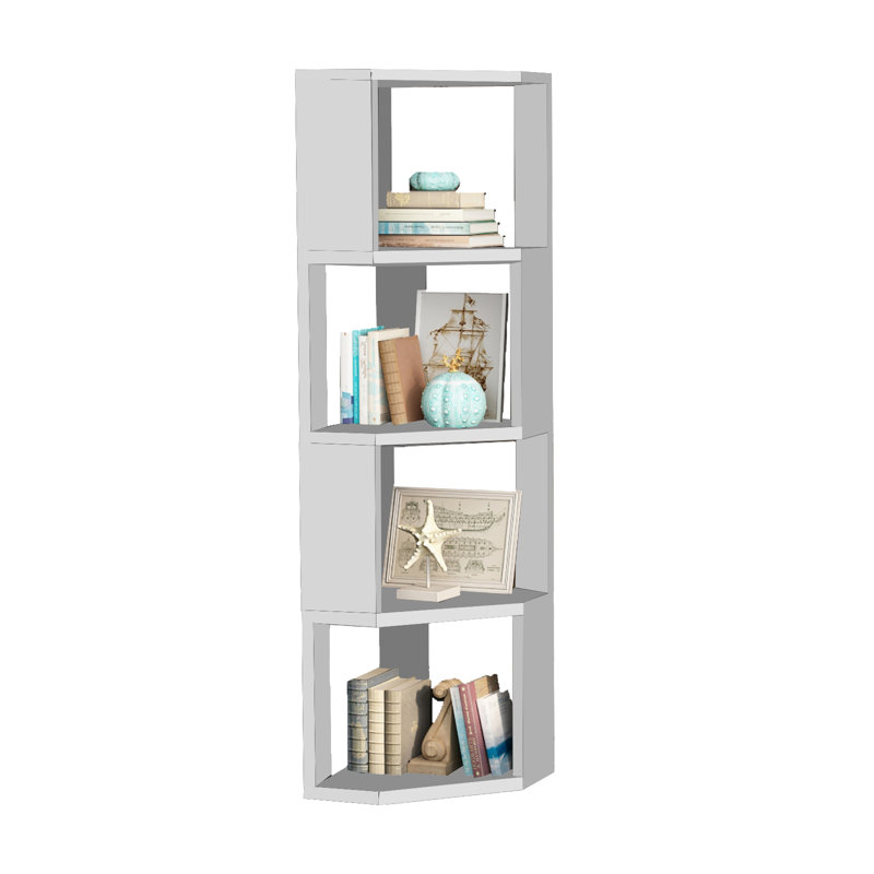 5 Tier Corner Shelf Stand,Tall Standing Corner Bookshelf Wooden Display Bookcase, Brown