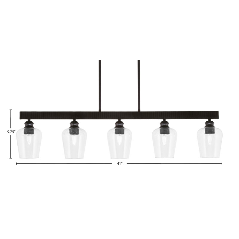 Barre d'éclairage à 5 lumières Edge avec verre à bulles transparent 5 po, Espresso