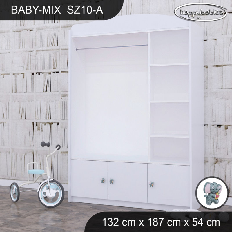 Baby 6 Door Wardrobe, White