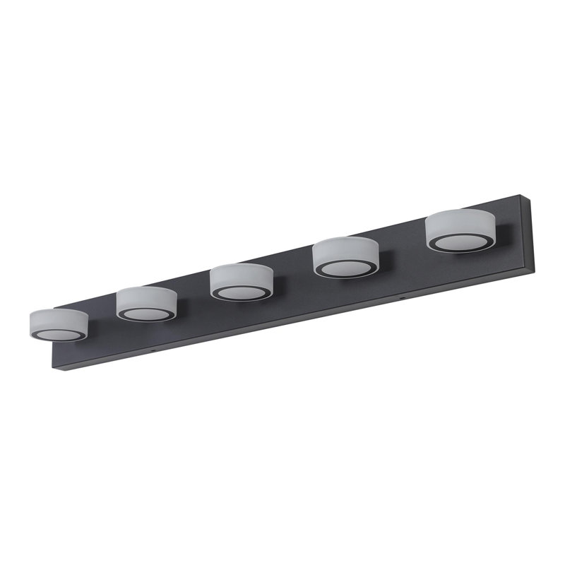 Éclairage de miroir de meuble-lavabo de conception unique, H 4 po x l 37 po x P 5 po, 5 lumières, Noir