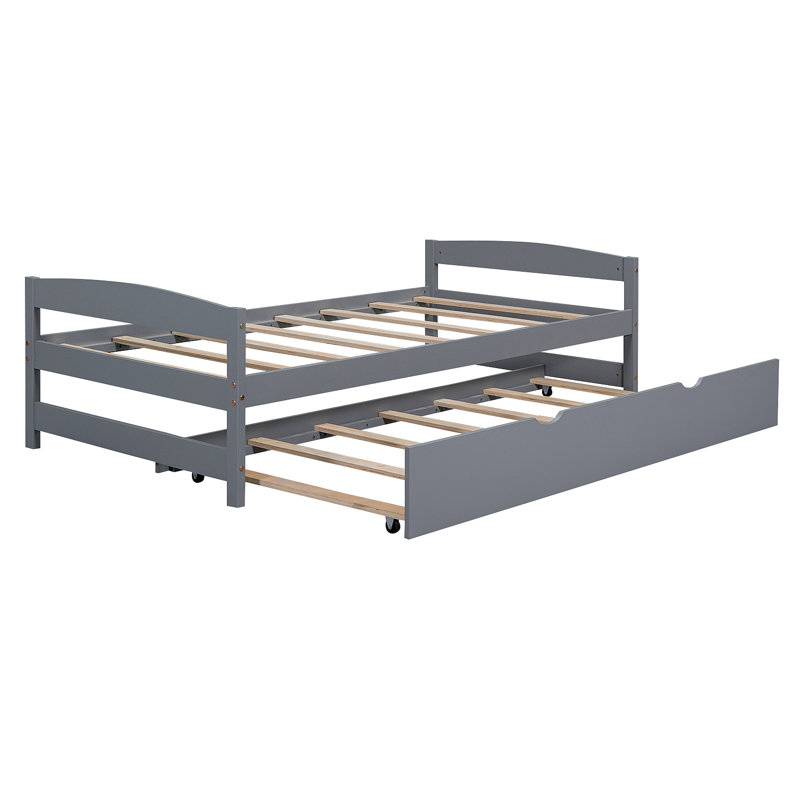 Lit plateforme avec lit gigogne, Gris
