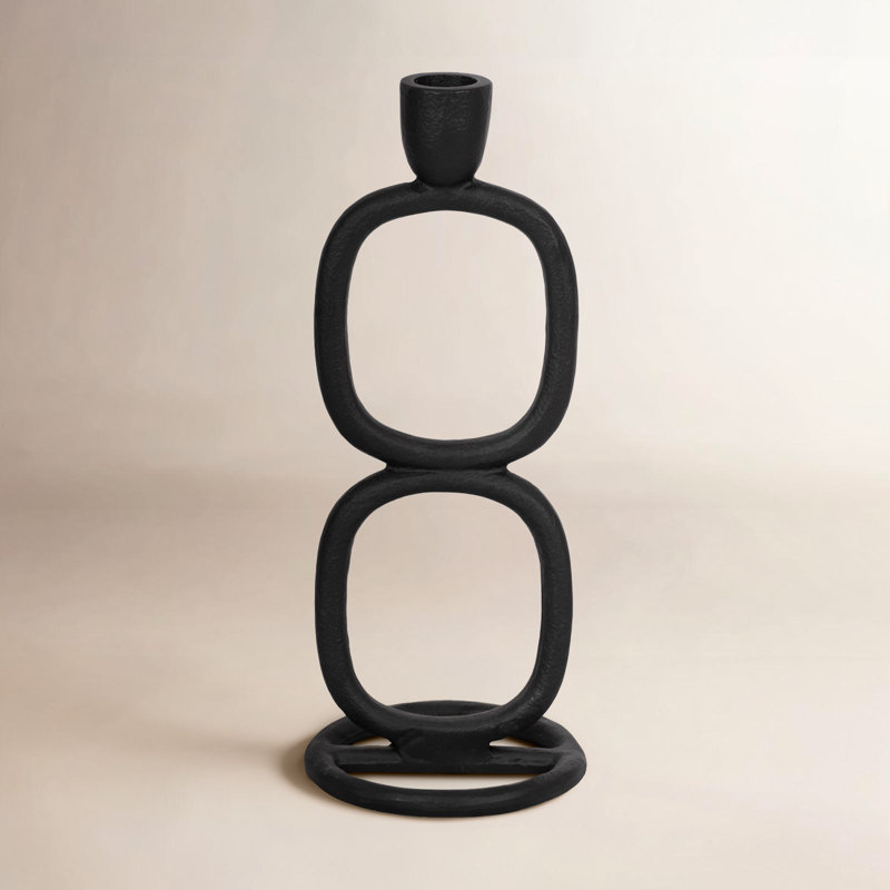 Alaiha 10'' H Aluminum Tabletop Candlestick, Black