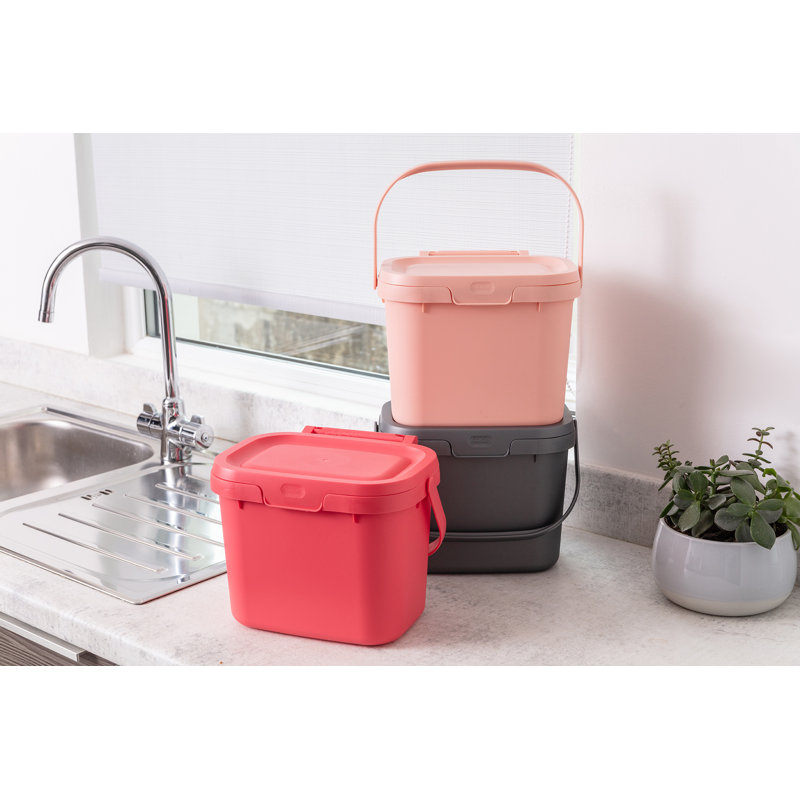 Plastic Manual Lift Waste Bin - 4.5L, Blush/Pomegranate/Metallic