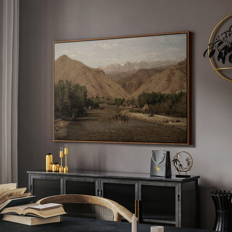 Paysage rétro - CC XXVI, Toile encadrée noyer flottant, H 17 po x l 25 po