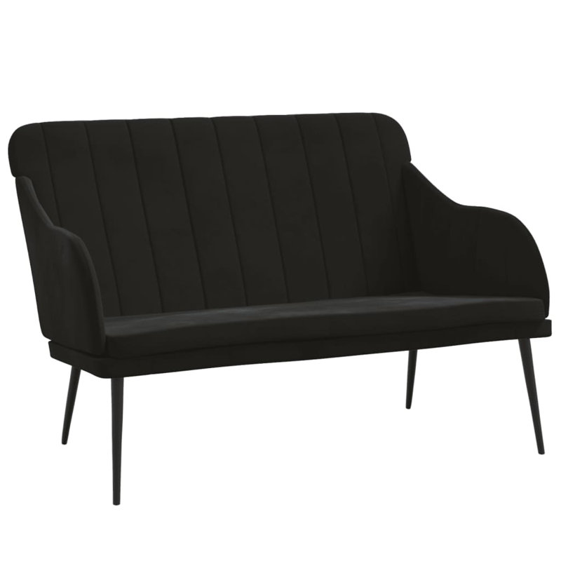 Loveseat Upholstered Couch Bench with Armrests for Dining Room Velvet, Black