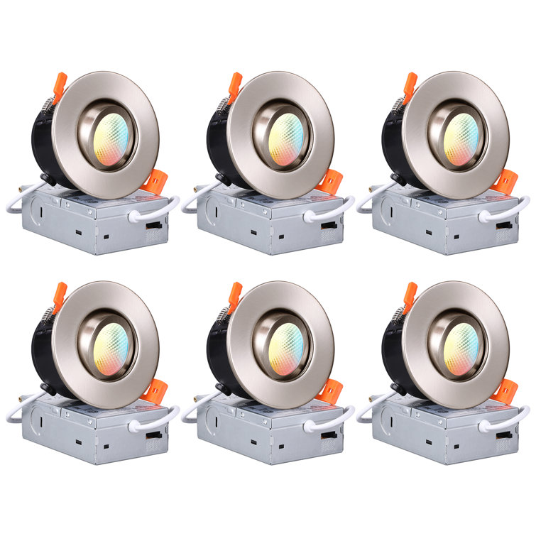 3 Inch LED Gimbal Recessed Light with J-Box, 5CCT 10-100% Dimmable, 35W Eqv.