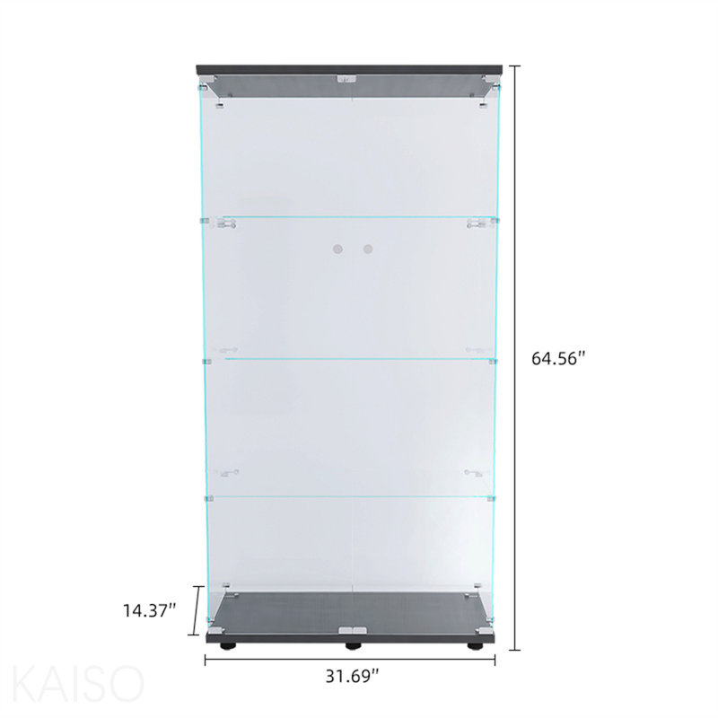 Armoire vitrée à deux portes avec 4 tablettes, Noir