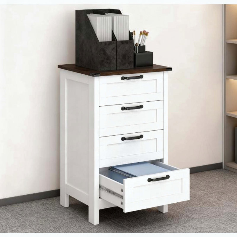 Distressed White 3-Drawer File Cabinet with Farmhouse Style